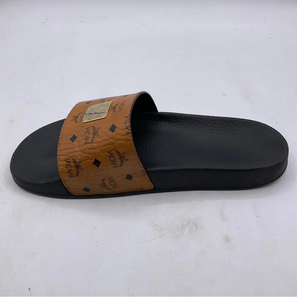 Mcm Munchen M1976 Slides Cognac And Black M9.5 W11.5 - Picture 7 of 15